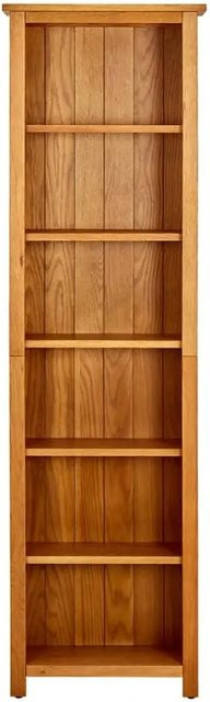 vidaXL Bücherregal aus Massivholz in Eiche, 6 Fächer, Braun, B/T/H: 52 x 22 x 180 cm - Bild 1