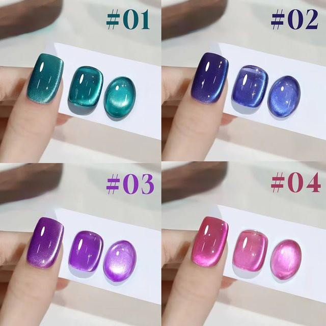SHAKA Gel-Nagellack, Katzenauge Grün Blau Lila, Glänzend - Bild 1