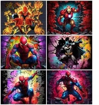 Beast Kingdom Marvel Spider-Man und Iron Man 5D DIY Diamantmalerei Set als buntes Diamantmosaik zur Heimdekoration - Bild 1