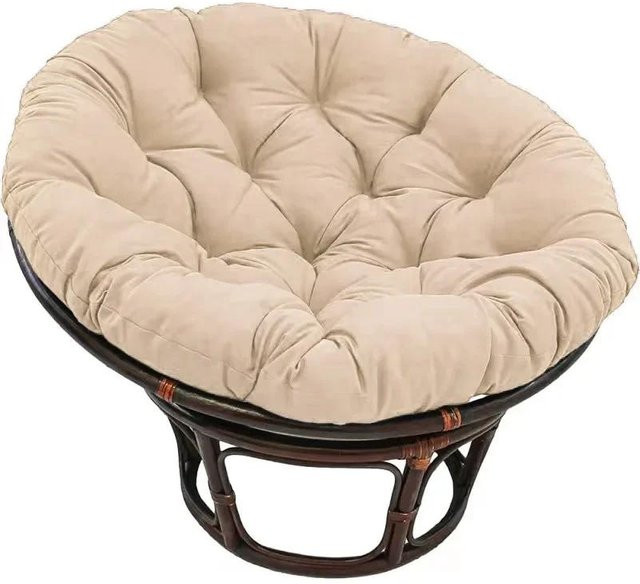 Rundes Sitzkissen für Schaukelkörbe und Gartenstühle, Farbe: Beige, Durchmesser: 70 cm - Bild 1