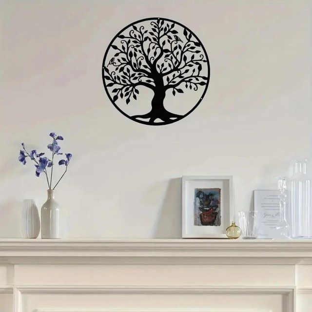 CIFbuy Wandkunst aus Metall Baum des Lebens als Stammbaumdekoration in Schwarz - Bild 1
