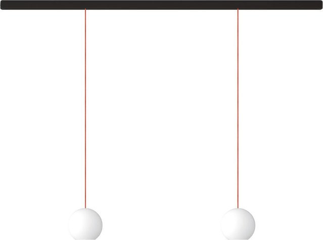 KOMOT KOS Duo L LED-Pendelleuchte mit Schiene, Schwarz matt und orangefarbenem mundgeblasenem Opalglas, Tunable White (2200K - 4200K), Länge: 200 cm - Bild 1