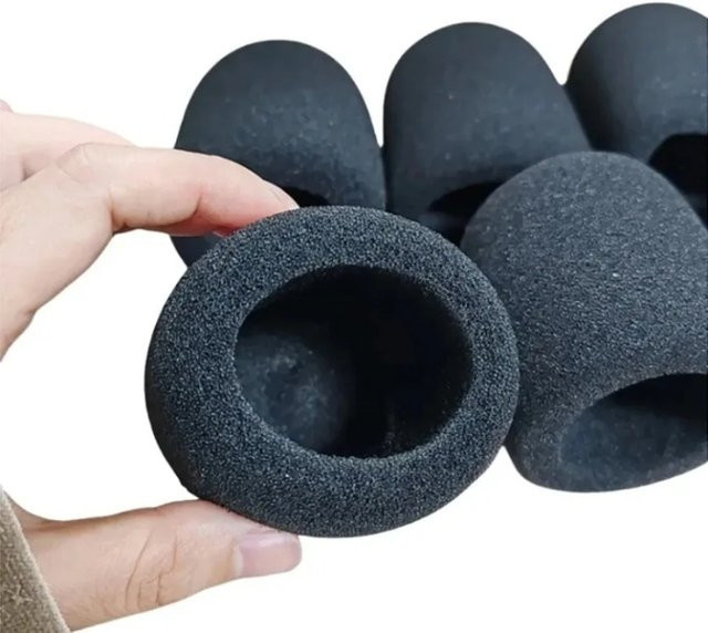 VIKEFON Mikrofonüberzug aus Schaumstoff als Windschutz für Standard-Handmikrofone, Schwarz, 6er-Pack - Bild 1