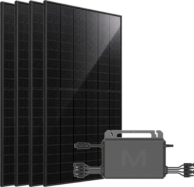 Marstek MST-MI2000W Mikrowechselrichter 2000W mit 4 MPPT und WLAN sowie 4x 500W Bifazial Full-Black Solarmodule - Bild 1