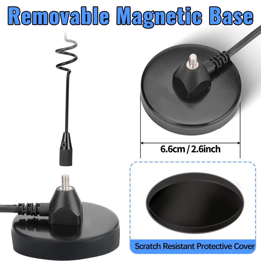 ABBREE V/UHF Mobile Radio Walkie Talkie Antenne mit Magnetfuß und SMA-Buchse PL259 für Baofeng UV5RH UV21 Pro UV32, Schwarz, Durchmesser: 6,6 cm - Bild 4