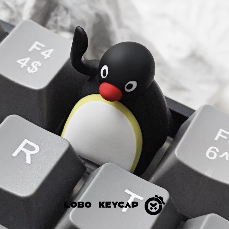 Attack Shark Pinguin Anime Kawaii Tastenkappe aus Harz für mechanische Tastaturen, ESC Ersatz, Farbe: Schwarz - Bild 1