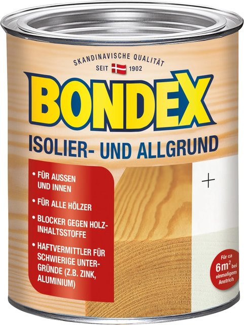 Bondex Isolier- und Allgrund Wasserbasierte Holzschutzfarbe Weiß Seidenglänzend 0,75 l - Bild 1