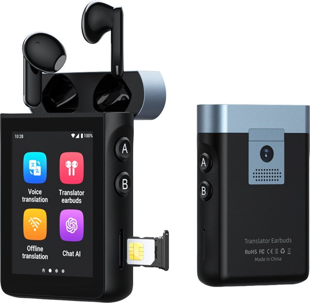Wooask A9 KI-Übersetzer-Ohrhörer in Schwarz mit 4G, WiFi und ChatGPT für Sofortübersetzungen in 144 Sprachen inklusive Telefonfunktion - Bild 1