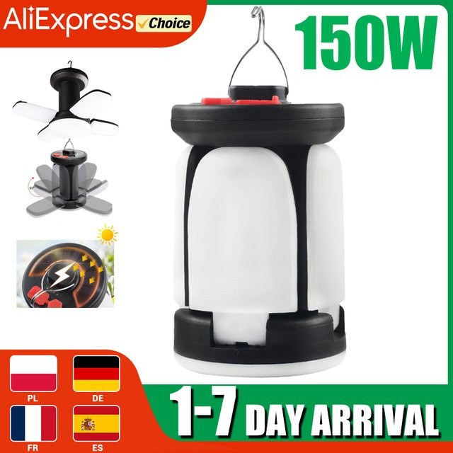 XIWANGFIRE LED Camping Lampe mit Solar und USB, Schwarz, Weiß, Aufhängbare Notfall-Laterne für Zelt, Garten und Reise - Bild 1
