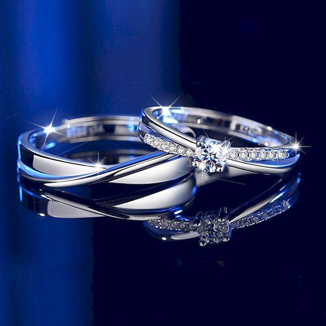 CXQNEWA Partnerringe, Kupfer, platinbeschichtet, Silber, Zirkonia, Unisex - Bild 1
