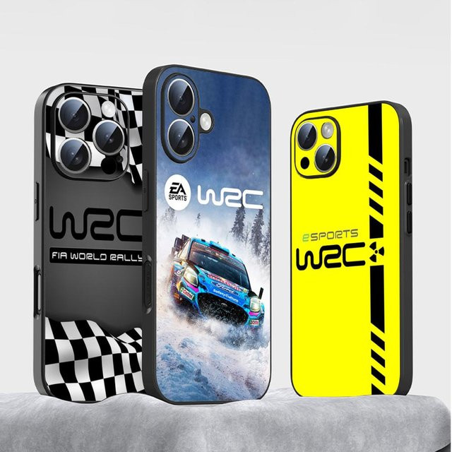 WRC Hot Racing Logo Design Handyhülle für iPhone 11 bis 16 Pro Max, Stoßfestes Softcover, Schwarz - Bild 1