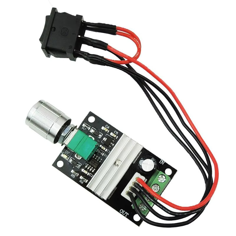3A PWM DC Motor Drehzahlregler mit Vorwärts-Rückwärts-Schalter und Potentiometer für 6V 12V 24V 28V in Schwarz - Bild 3