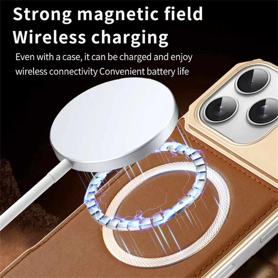 SZMUGUA Rahmenlose magnetische Handyhülle aus PU-Leder mit Aromatherapie für iPhone 17 Air 16e 16 15 14 Plus 13 12 11 Pro Max und MagSafe Kompatibilität in Braun - Bild 3