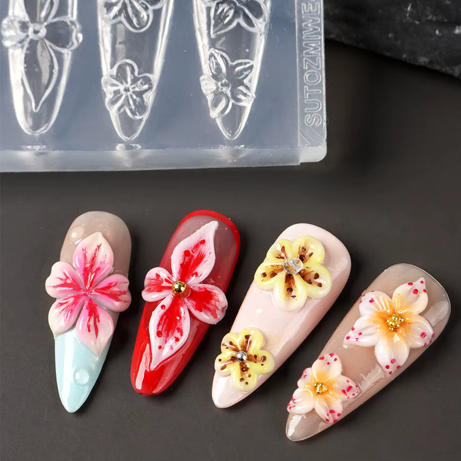 Sakura Kirschblüten Nagel-Silikonform, Fünfblättriges Blumendesign - Bild 2