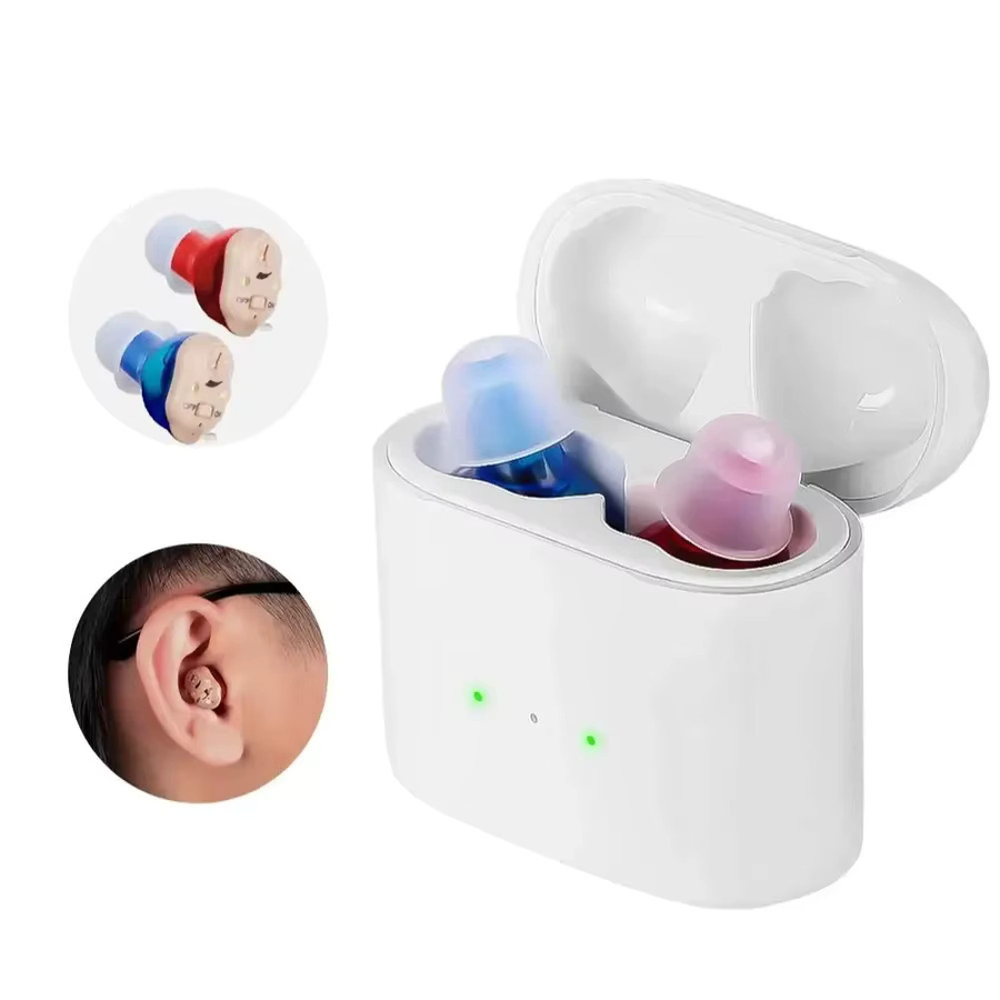 XceeFit Kabellose Bluetooth Hörhilfen ITE Mini-Lautsprecher als unsichtbare Schallverstärker für Senioren und Gehörlose in Rot oder Blau - Bild 1