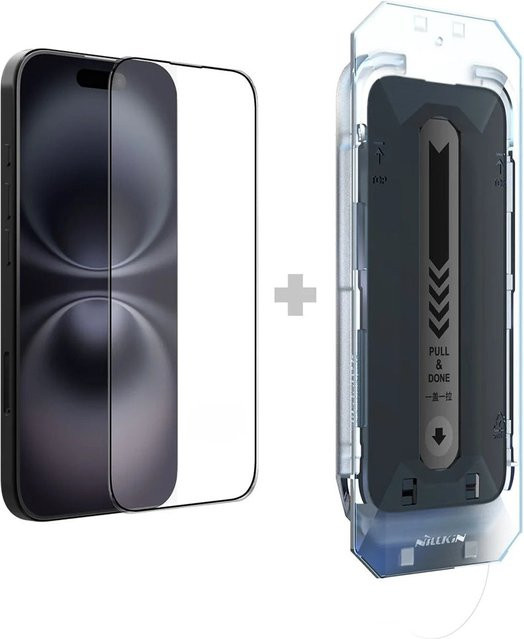 Nillkin CP+ Pro Displayschutzfolie aus gehärtetem Glas mit Applikator für Apple iPhone 16, Schwarz - Bild 1