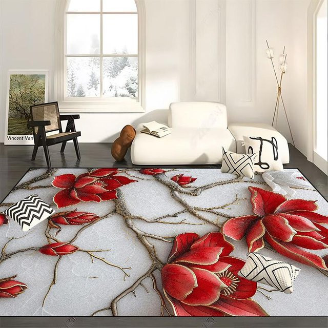 Karpetti Teppich mit europäischem Rosen-Blumendesign, rutschfest und waschbar, B/T: 100 x 200 cm, mehrfarbig - Bild 1