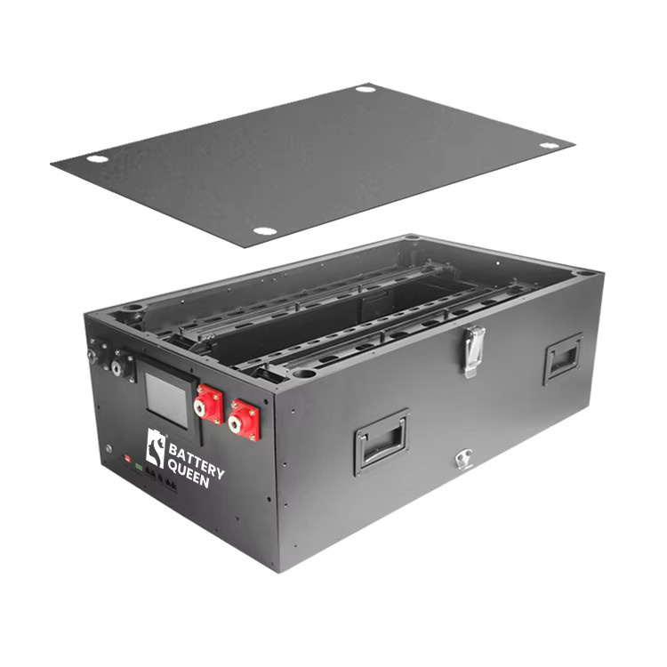 BATTERY QUEEN DIY 48V LiFePO4 Batteriegehäuse-Kit mit JK 16S 200A Smart BMS 51,2V Bluetooth, 280Ah BT LCD und 2A Active Balancer in Schwarz für Solar-Anwendungen - Bild 2