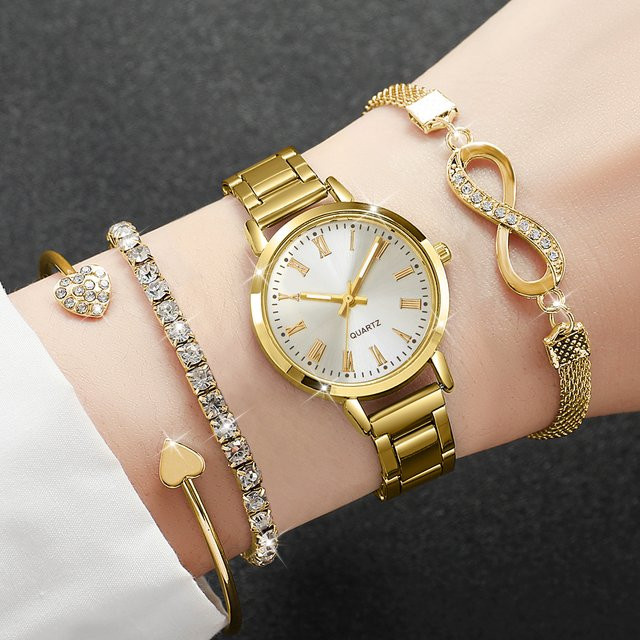 Armbanduhr Set, Quarz, Messing, Diamant, Silber, Damen - Bild 1