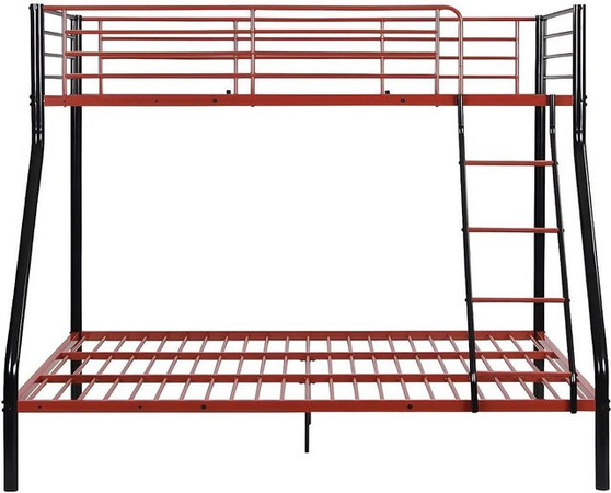 Vente-unique Etagenbett Elevatio aus Metall in Schwarz und Rot, B/T/H: 90 x 190 cm / 140 x 190 cm