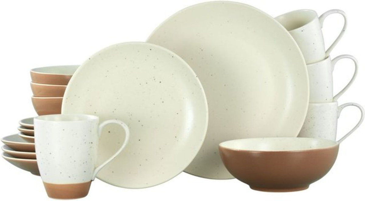 CreaTable Kombiservice SAND DUNES 16-tlg. aus Keramik in Terracotta und Creme mit abstraktem Design - Bild 2