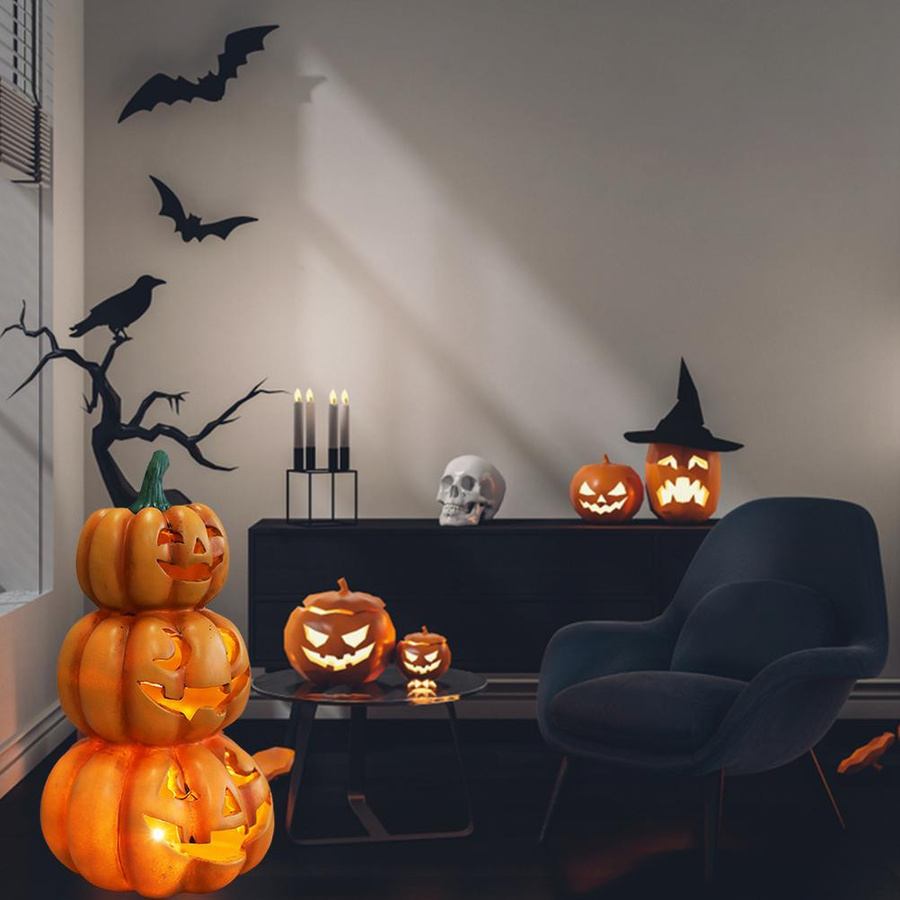 Leuchtende gestapelte Kürbisse für deine Halloween Partydeko als Innen- und Außendekoration Type 1 - Bild 4