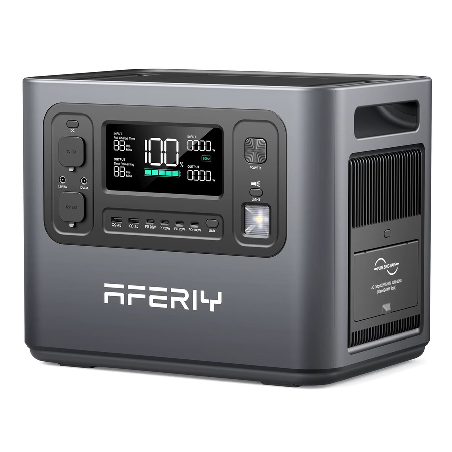 AFERIY P210 Tragbare Powerstation 2048Wh mit LiFePO4 Batterie als Solargenerator in Grau für Zuhause, Outdoor und Camping - Bild 1