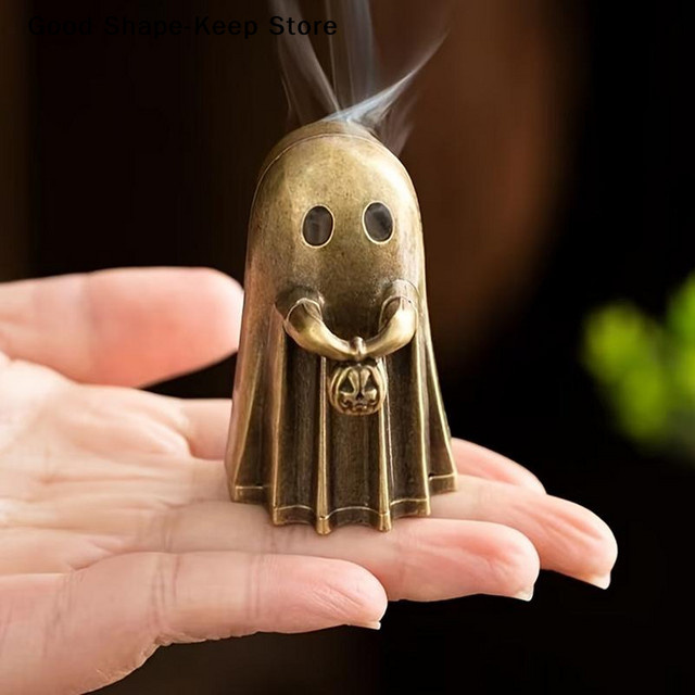 DailyGhost Räucherstäbchenhalter Kürbis als Tischdekoration in Gold, Vintage Metall-Ornament für Yoga und Meditation - Bild 1