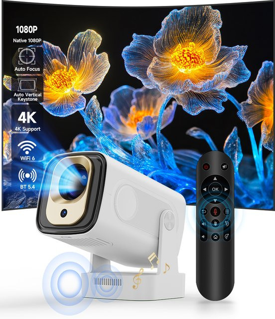Magcubic HY310 Autofokus Mini Outdoor-Projektor in Weiß mit 1080P Native 4K, WiFi6 und Bluetooth 5.4 inklusive Air Mouse - Bild 1