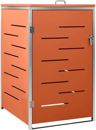 DELUKE Mülltonnenbox JAGU Edelstahl Mülltonnenverkleidung für 1 Tonne 240L aus Metall, Farbe: Orange, B/T/H: 115 x 69 x 77,5 cm