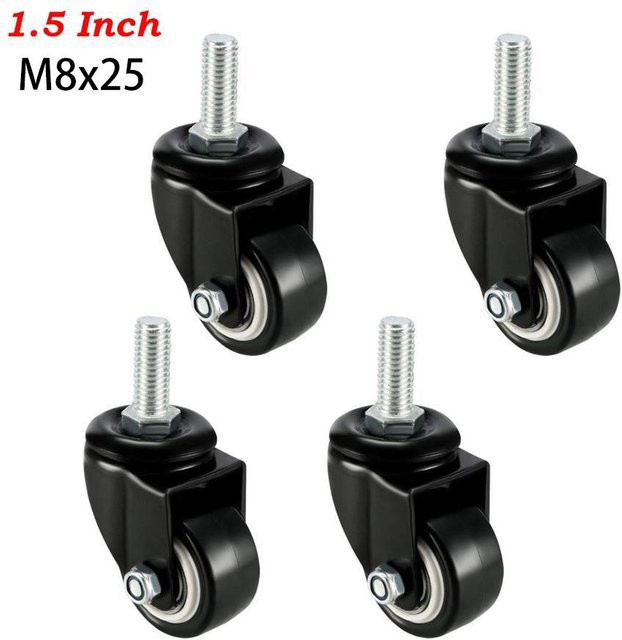 4 Stück Hochleistungs-Lenkrollen von Binchi Outdoor Equipment in Schwarz mit Bremse und M8 Gewindespindel - Bild 1