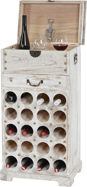 MCW Weinregal Torre T323 in Weiß im Shabby-Look für 20 Flaschen, B/T/H: 94 x 31 x 48 cm - Bild 1