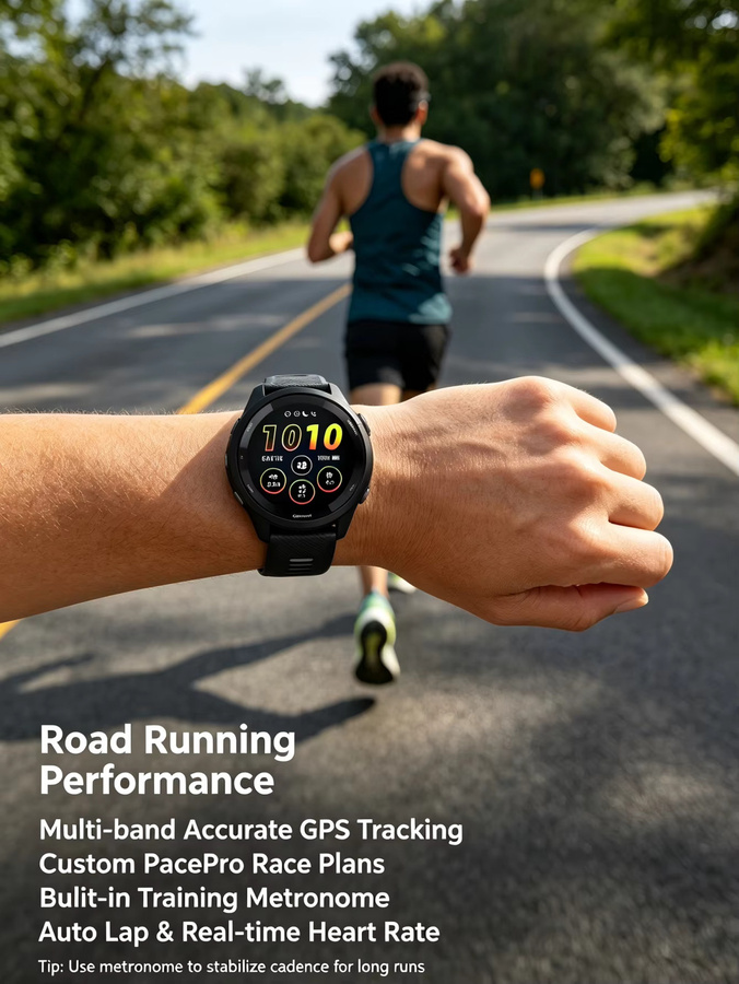 Garmin Forerunner 265 Amoled Laufuhr in Schwarz mit Herzfrequenzmessung, SpO2, Musik, NFC-Zahlungen, 5 ATM Wasserdichtigkeit sowie Trainings- und Schlaftracking - Bild 3