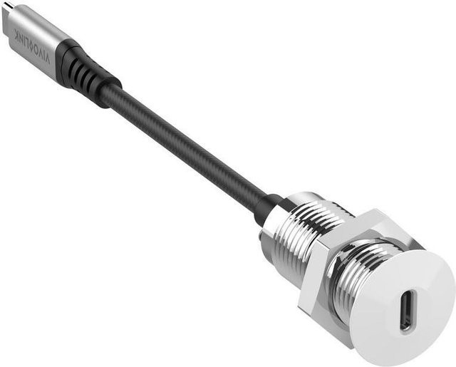 Vivolink USB-C Schreibtischsteckdose in Weiß mit Silber-Akzenten, Kabellänge: 0,3 m - Bild 1