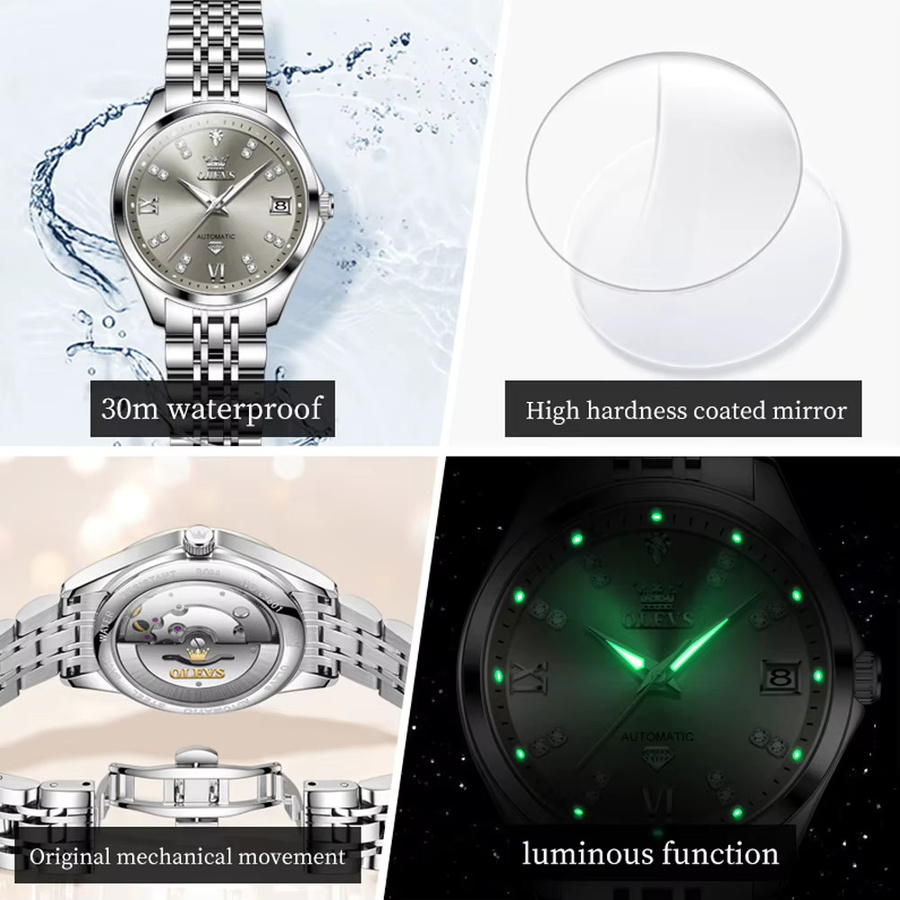 OLEVS Armbanduhr Edelstahl, Automatik, Silber, Damen - Bild 4