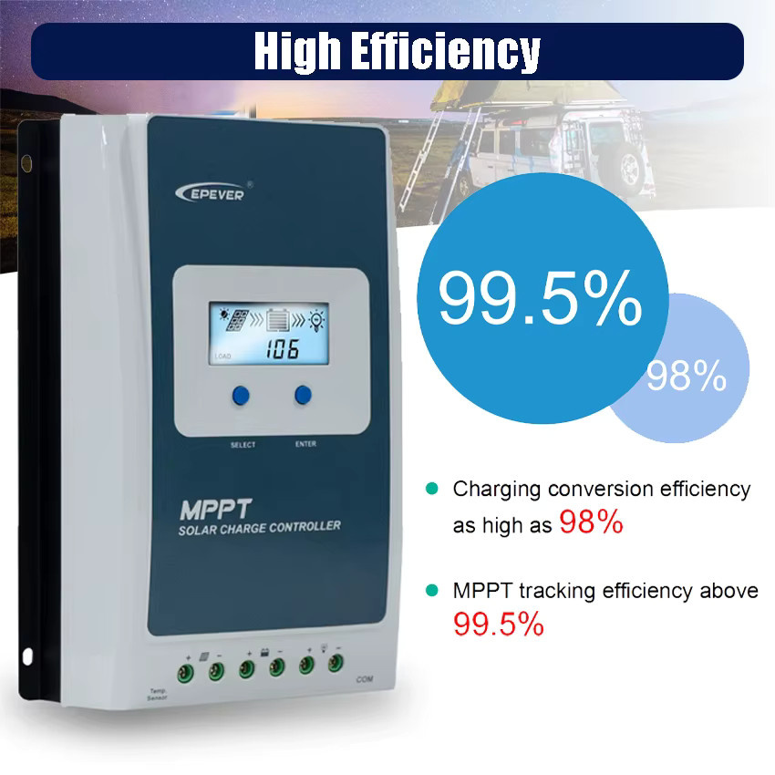 EPEVER 40A MPPT Solar Laderegler für 12V/24V Batterien mit LCD Daten-Remote-Monitor und max. 100V Solarpanel-Spannung - Bild 2
