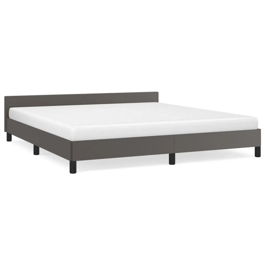 vidaXL Bettgestell mit Kopfteil in Grau aus Kunstleder, B/T/H: 180 x 200 x 183 cm - Bild 2
