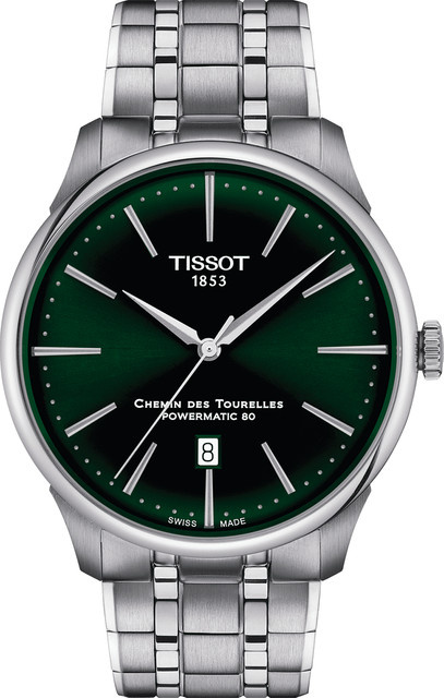 Tissot Herrenuhr Chemin des Tourelles, Automatik, Edelstahl, Grün, 42 mm - Bild 1