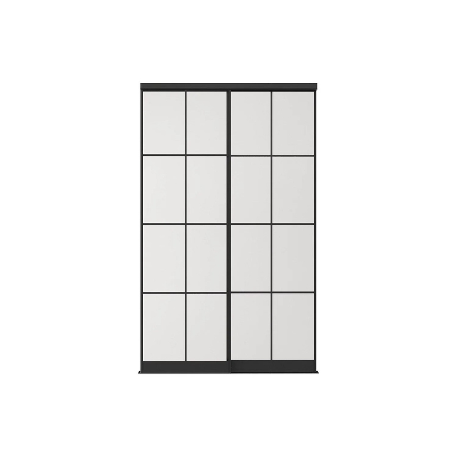 Schranktür Alepa von Vente-unique in Schwarz matt aus Stahl und Sicherheitsglas, Breite: 130 cm - Bild 2