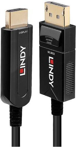 Lindy Glasfaser Adapterkabel DisplayPort auf HDMI 4K UHD Schwarz 40 m - Bild 1