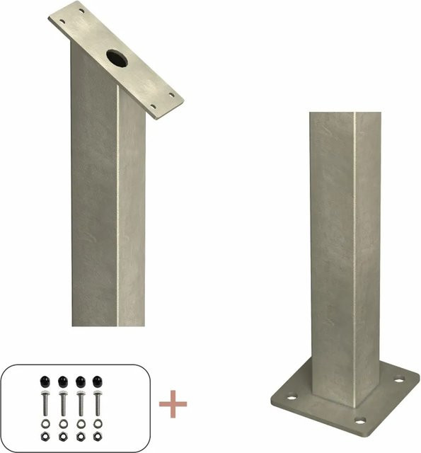 Geländer Pfosten aus Stahl feuerverzinkt in Silber/Grau, B/T/H: 4,5 x 4,5 x 87,1 cm - Bild 1