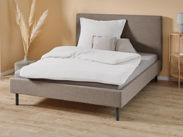 Nisco Slate Polsterbett in Sand und Grey mit minimalistischem Design, B/T/H: 140 x 200 cm - Bild 1