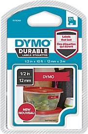 Dymo D1 Hochleistungsband aus Vinyl in Rot/Weiß, Breite: 12 mm - Bild 1