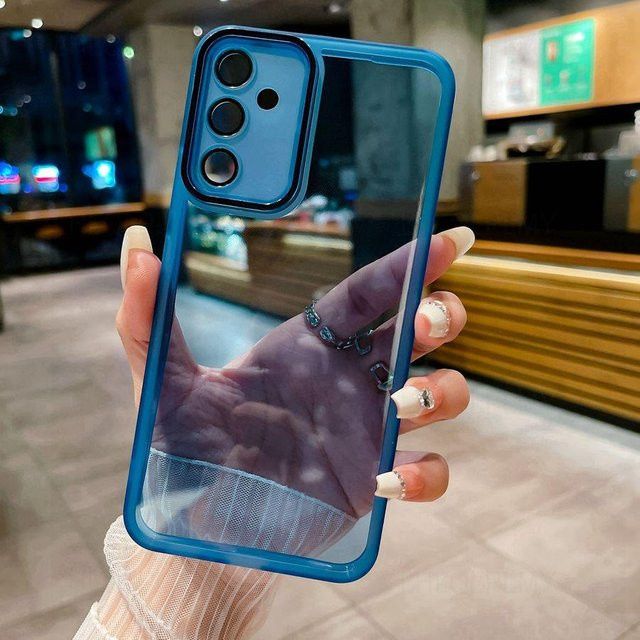 Transparente Handyhülle mit Kameraobjektiv Schutzfolie für Samsung Galaxy S26 S25 FE A57 A56 A54 A53 A37 A36 A35 A34 A33 A32 A26 A25 A17 A16 A15 A14 A13 A13 5G in Blau - Bild 1