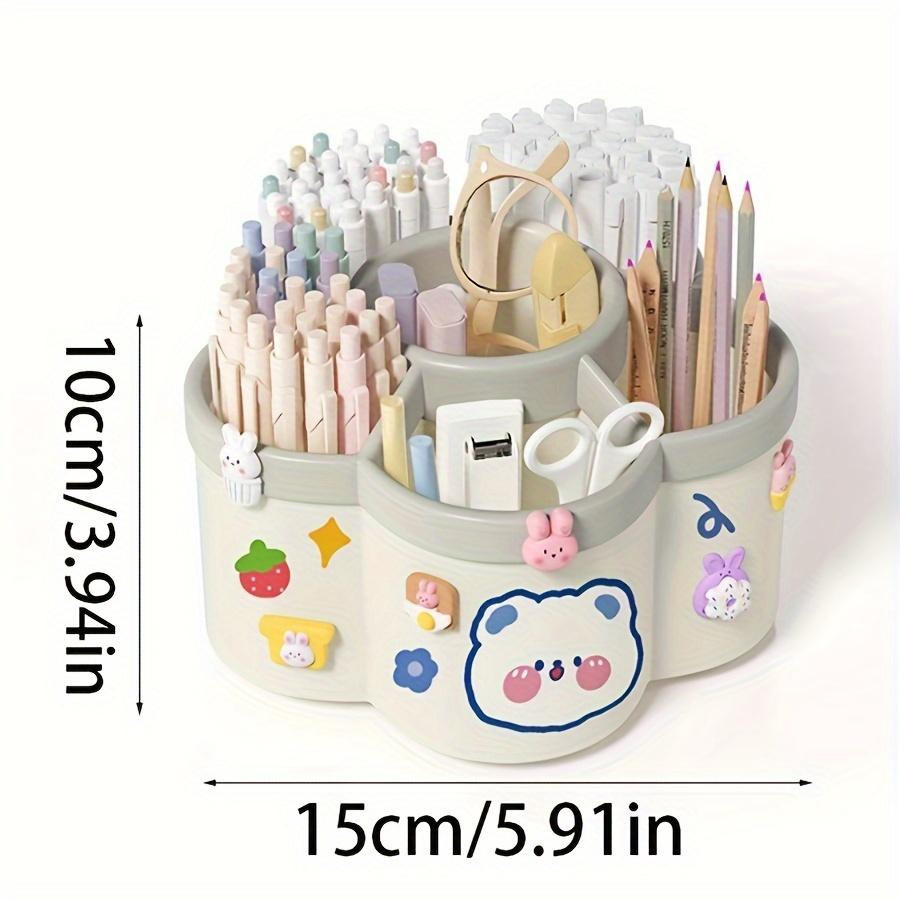 Boho Berry Schreibtisch-Organizer-Set aus PVC, 360 Grad drehbarer Schreibwarenhalter mit mehreren Fächern in Himmelblau - Bild 1