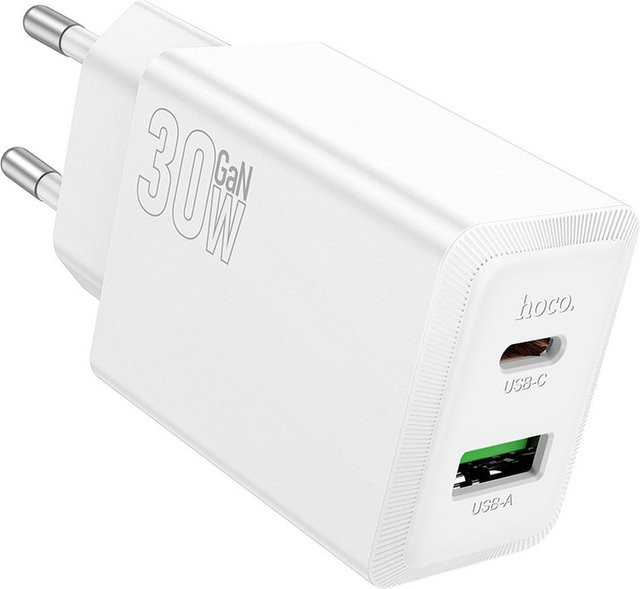 Netzladegerät HOCO N71 mit 30W und 3A, 1 x USB-A und 1 x USB-C, Weiß - Bild 1