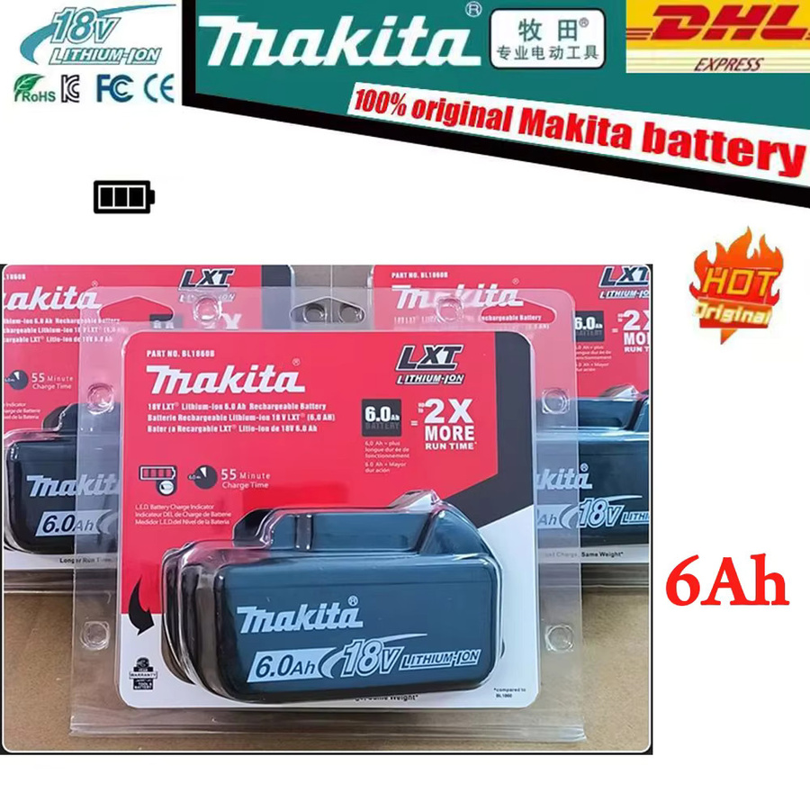 Makita Ersatzakku Li-Ion 18V mit BMS für LXT BL1850 BL1840 BL1860, Kapazität: 6,0Ah, Farbe: Schwarz - Bild 1