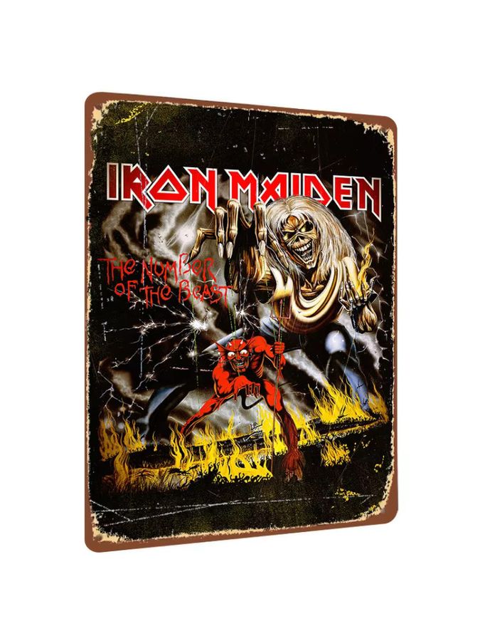 Iron Maiden The Number of the Beast Metallblechschild Vintage Wanddekoration Multicolor B: 30,0 cm, H: 20,0 cm - Bild 4