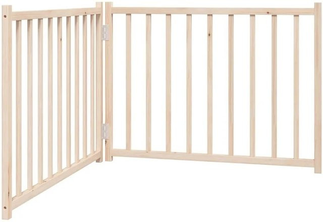 vidaXL Hundetor faltbar aus Massivholz Tanne, 2-teilig, braun, Breite: 160 cm - Bild 1