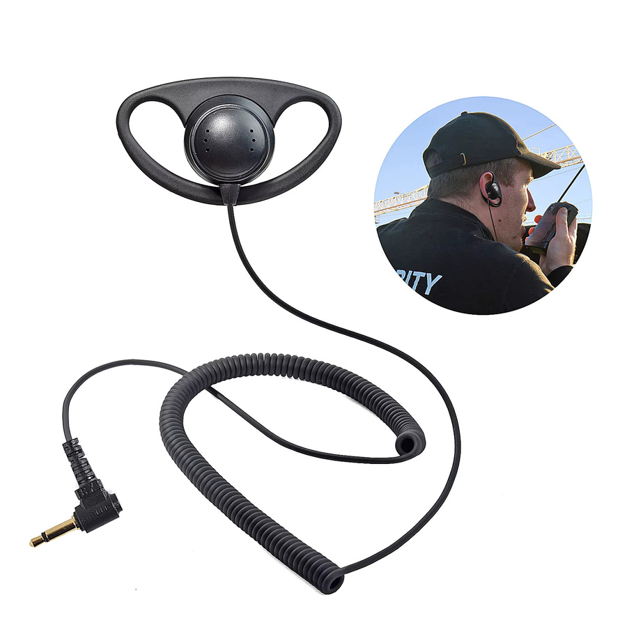 YNIBST D-Style Taktischer Ohrhörer mit 3,5 mm Klinke, In-Ear Headset mit weichem Gummi-Ohrbügel in Schwarz für Walkie Talkies und Zwei-Wege-Radios - Bild 2
